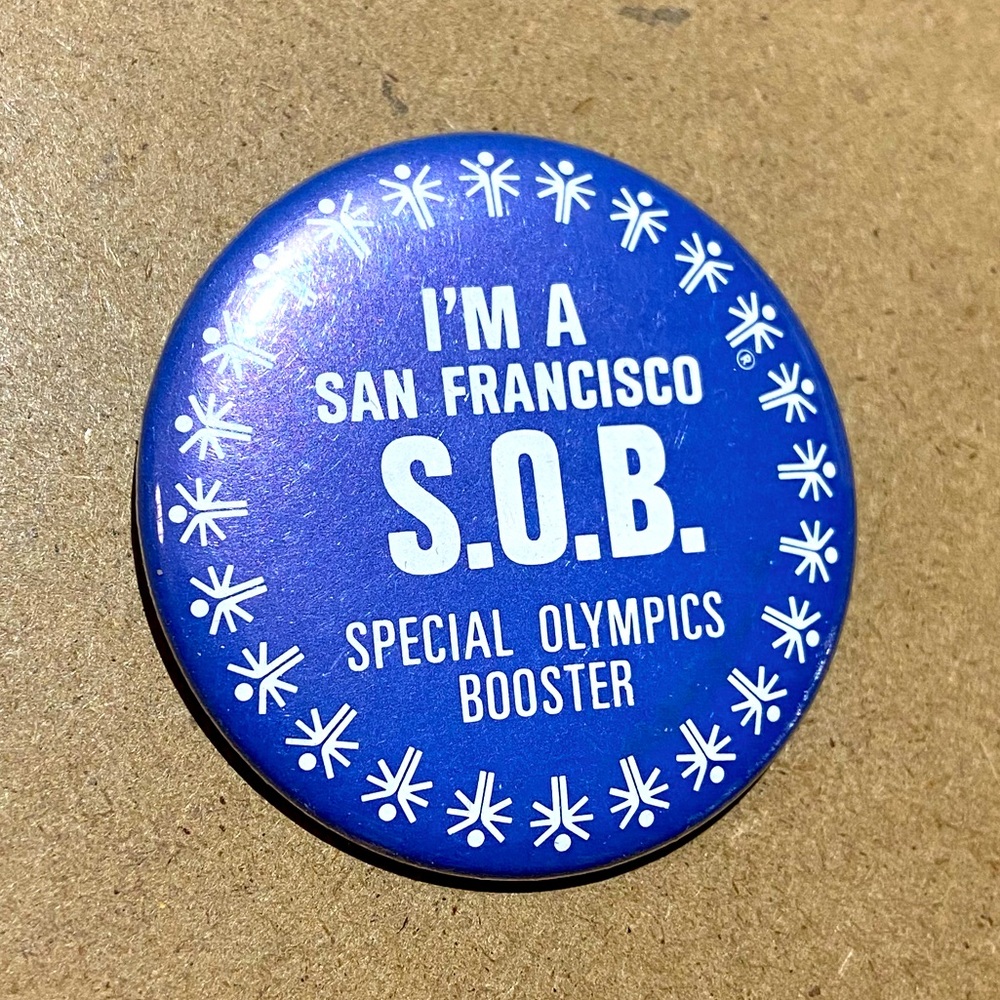 VINTAGE SAN FRANCISCO Special Olympics Booster Blue Pin Pinback Button 2”